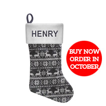 Pattern Christmas Stocking - Grey incl Delivery