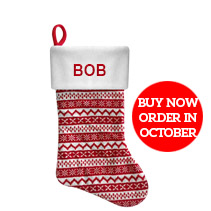 Pattern Christmas Stocking - Red incl Delivery