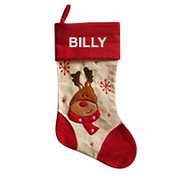 Red Christmas Stocking - Reindeer incl Delivery